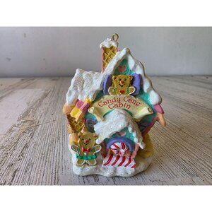 Carlton candy cane cabin‎ gingerbread ornament Xmas tree glitter
